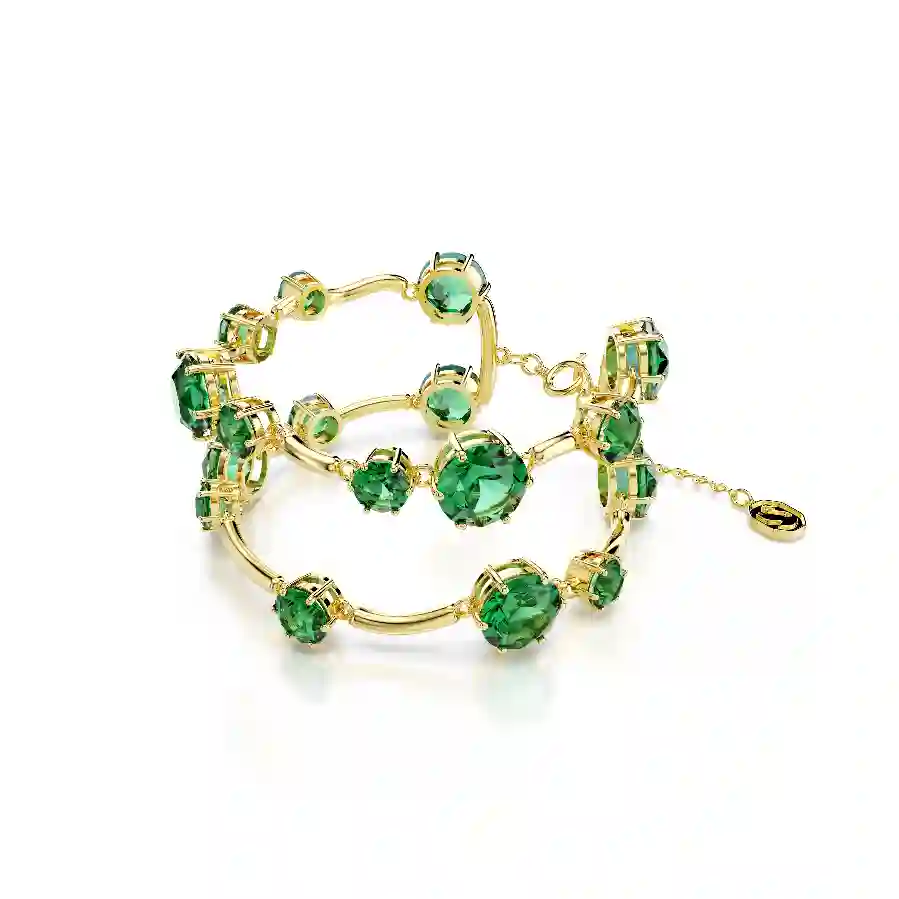 Resim Constella Bileklik, Karışık yuvarlak kesimler, Yeşil, Altın rengi kaplama