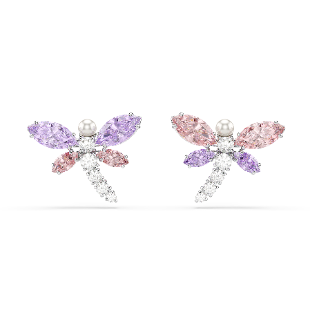 Resim Ariana Grande x Swarovski düğme Küpeler, Karışık kesimler, Yusufçuk, Çok renkli, Rodyum kaplama