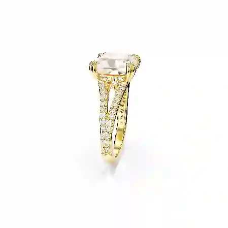 Resim Stilla Kokteyl Yüzüğü, Kare kesim, Pavé, Beyaz, Altın rengi kaplama