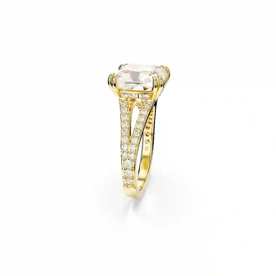 Resim Stilla Kokteyl Yüzüğü, Kare kesim, Pavé, Beyaz, Altın rengi kaplama