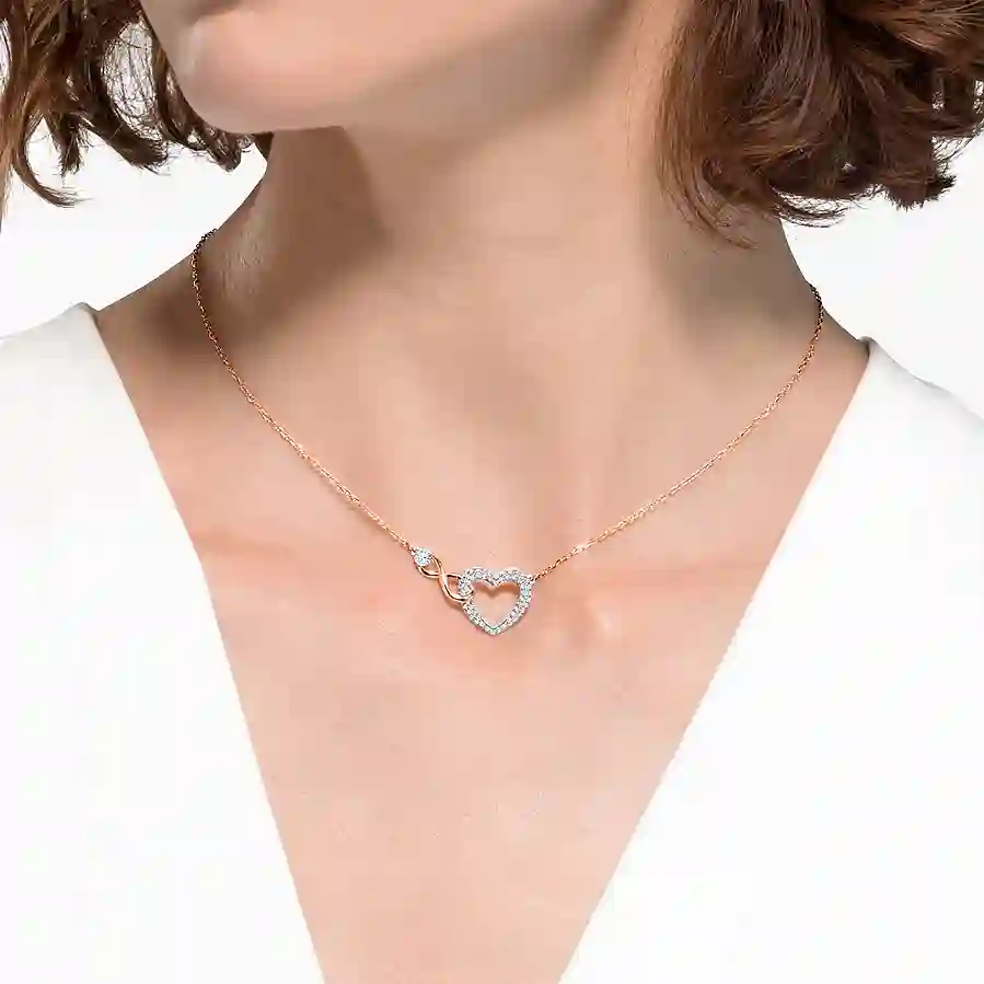 Resim Swarovski Infinity Set, Sonsuzluk ve kalp, Beyaz, Karışık metal yüzey