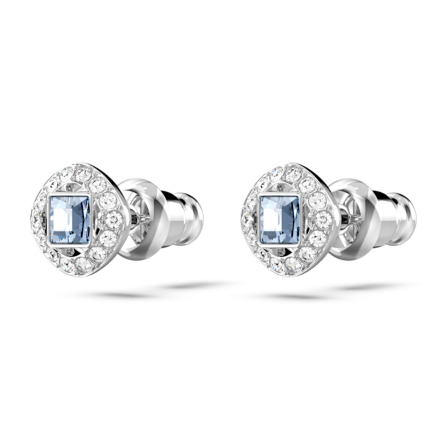 Resim Una Angelic düğme Küpeler, Kare kesim, Mavi, Rodyum kaplama