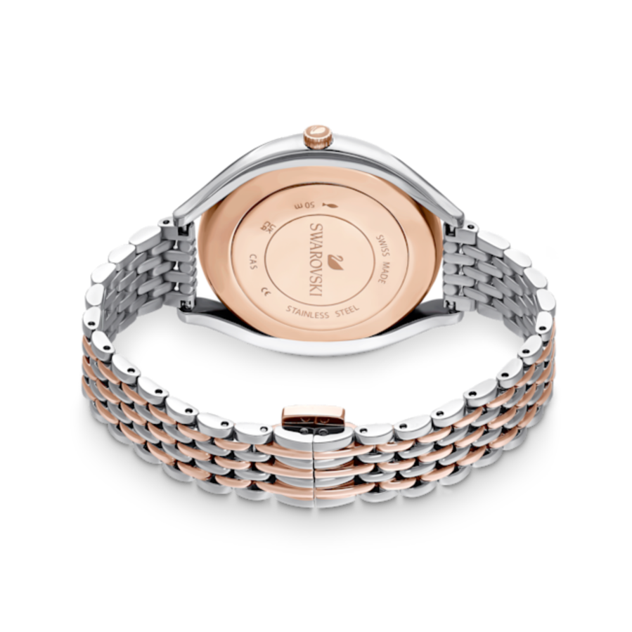 Resim Crystalline Aura Saat, İsviçre Üretimi, Metal bileklik, Rose Altın tonu, Karışık metal yüzey