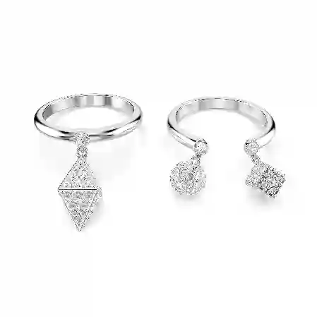 Resim Dextera Yüzük, Set (2), Küre ve küp, Beyaz, Rodyum kaplama