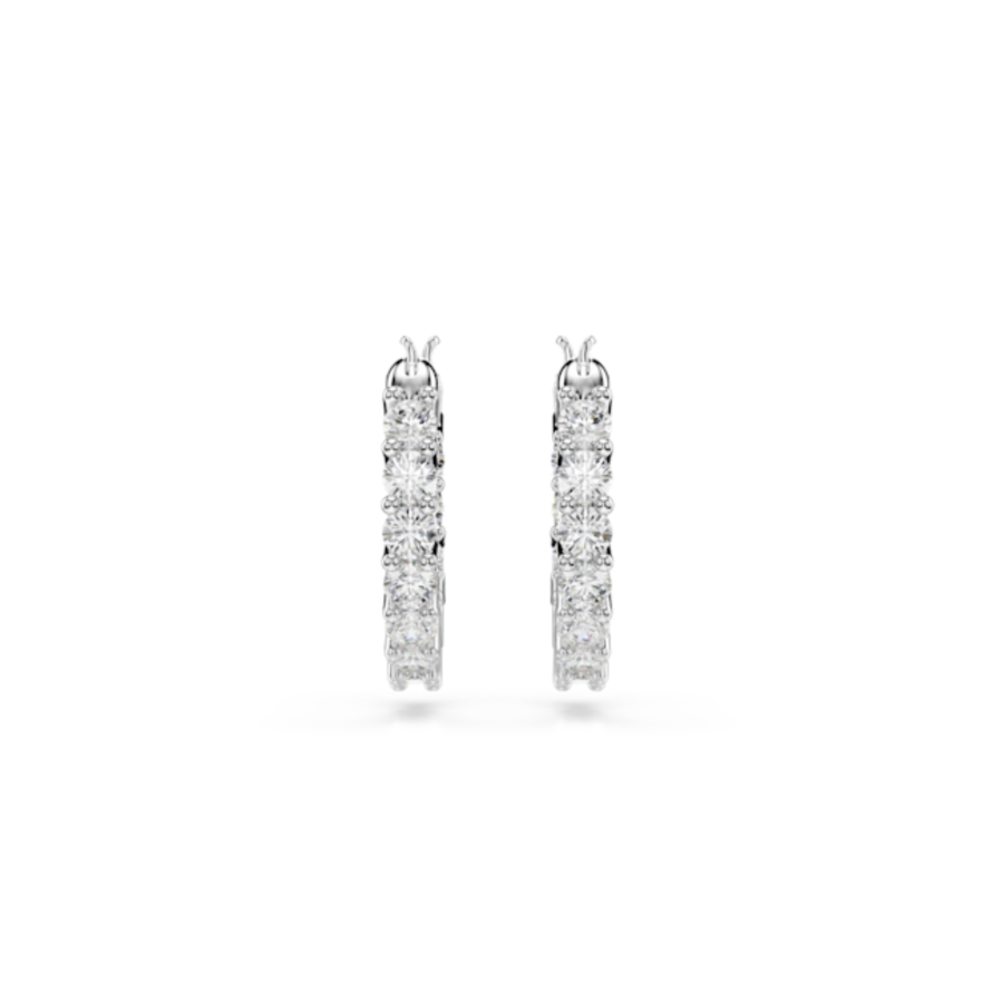 Resim Vittore halka küpeler, Yuvarlak kesim, Beyaz, Rodyum kaplama