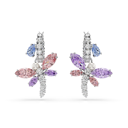 Resim Ariana Grande x Swarovski damla küpeler, Karışık kesimler, Yusufçuk, Çok renkli, Rodyum kaplama