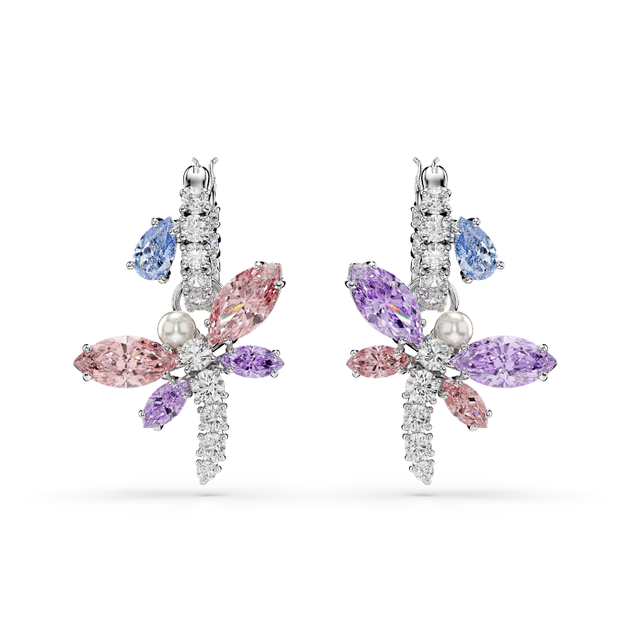 Resim Ariana Grande x Swarovski damla küpeler, Karışık kesimler, Yusufçuk, Çok renkli, Rodyum kaplama