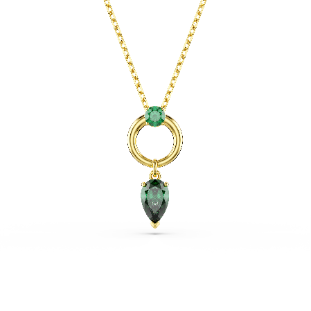 Resim Mesmera Kolye, Karışık kesimler, Yeşil, Altın rengi kaplama