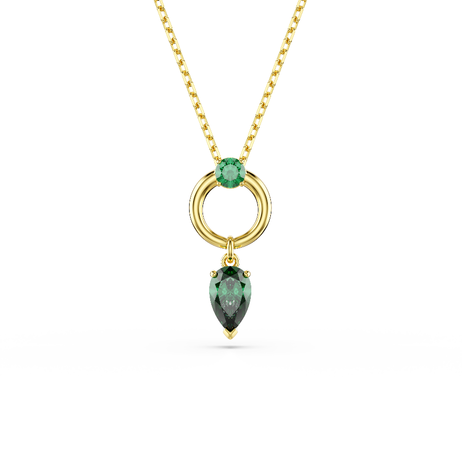 Resim Mesmera Kolye, Karışık kesimler, Yeşil, Altın rengi kaplama