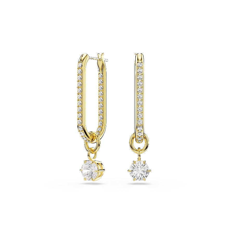 Resim Constella damla küpeler, Yuvarlak kesim, Beyaz, Altın rengi kaplama