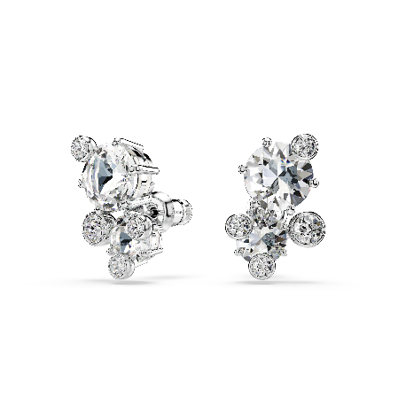 Resim Constella düğme Küpeler, Yuvarlak kesim, Beyaz, Rodyum kaplama