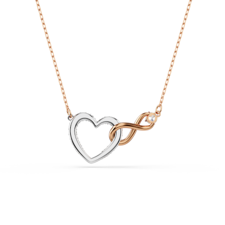 Resim Swarovski Infinity Kolye, Sonsuzluk ve kalp, Beyaz, Karışık metal yüzey