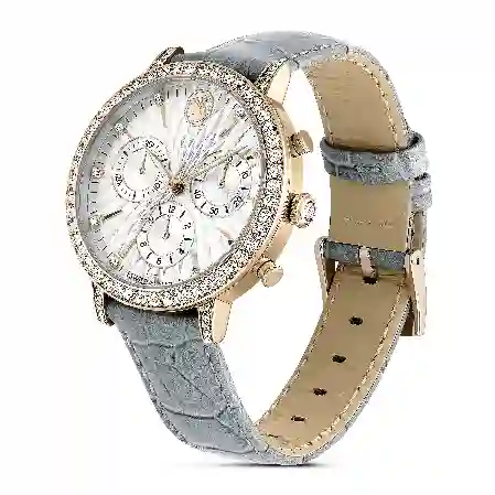 Resim Matrix Tennis Chrono Saat, İsviçre Üretimi, Deri kayış, Gri, Şampanya altın rengi yüzey