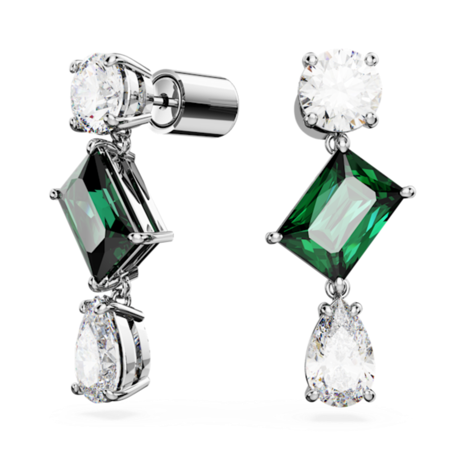 Resim Mesmera damla küpeler, Karışık kesimler, Yeşil, Rodyum kaplama