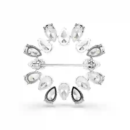 Resim Matrix Broş, Armut kesim, Beyaz, Rodyum kaplama