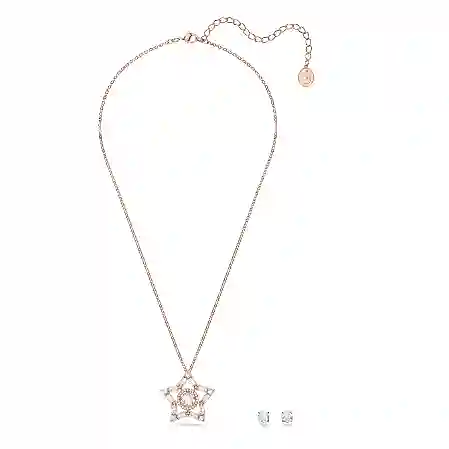 Resim Stella Set, Karışık kesimler, Yıldız, Beyaz, Pembe altın rengi kaplama