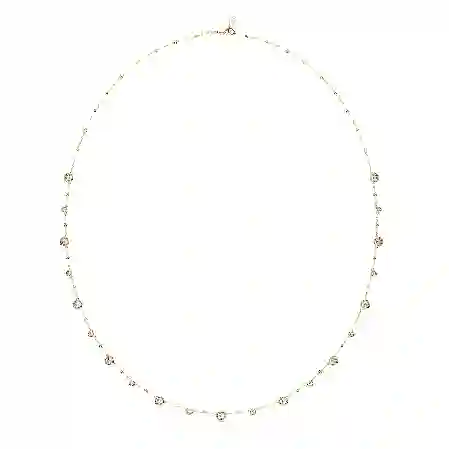 Resim Imber Dizi Kolye, Yuvarlak kesim, Beyaz, Altın rengi kaplama