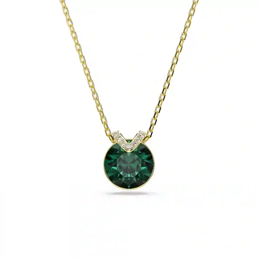 Resim Bella V Kolye, Yuvarlak kesim, Yeşil, Altın rengi kaplama