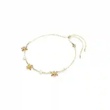 Resim Idyllia Kolye, Kristal inci, Karışık kesimler, Çiçek, Çok renkli, Altın rengi kaplama