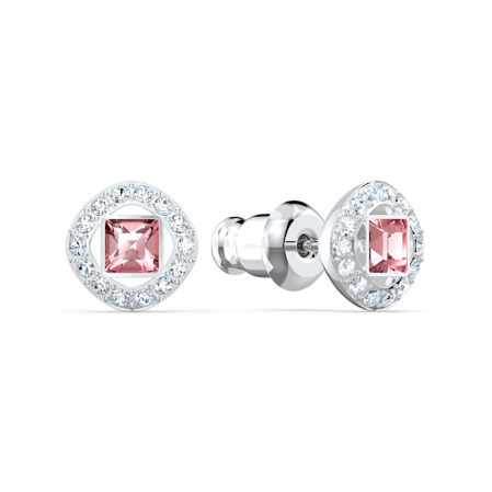 Resim Una Angelic düğme Küpeler, Pembe, Rodyum kaplama