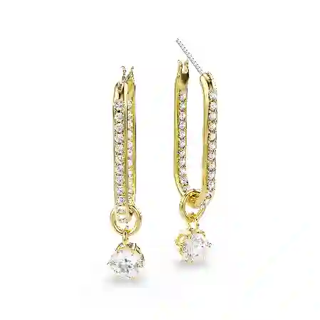 Resim Constella damla küpeler, Yuvarlak kesim, Beyaz, Altın rengi kaplama