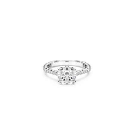 Resim Stilla Kokteyl Yüzüğü, Yuvarlak kesim, Pavé, Beyaz, Gümüş renkli yüzey