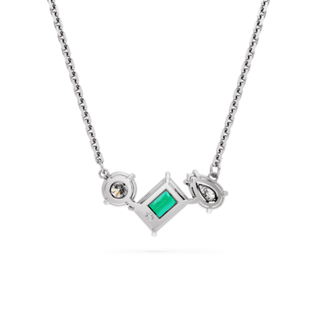 Resim Mesmera Kolye, Karışık kesimler, Yeşil, Rodyum kaplama