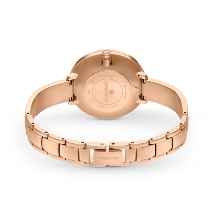 Resim Crystalline Delight Saat, İsviçre Üretimi, Metal bileklik, Pembe, Pembe altın rengi yüzey