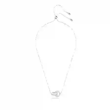 Resim Hollow Kolye, Kilitlenmiş döngü, Beyaz, Rodyum kaplama