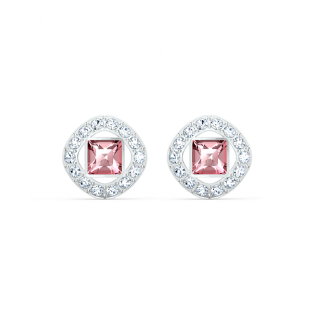 Resim Una Angelic düğme Küpeler, Pembe, Rodyum kaplama