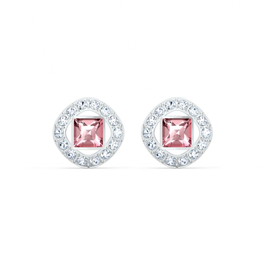 Resim Una Angelic düğme Küpeler, Pembe, Rodyum kaplama