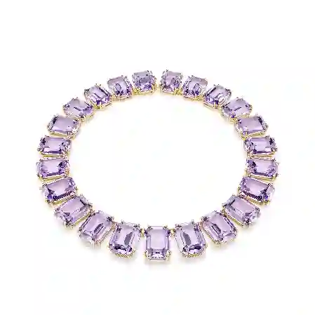 Resim Millenia Tennis kolye, Büyük kristaller, Sekizgen kesim, Mor, Altın rengi kaplama