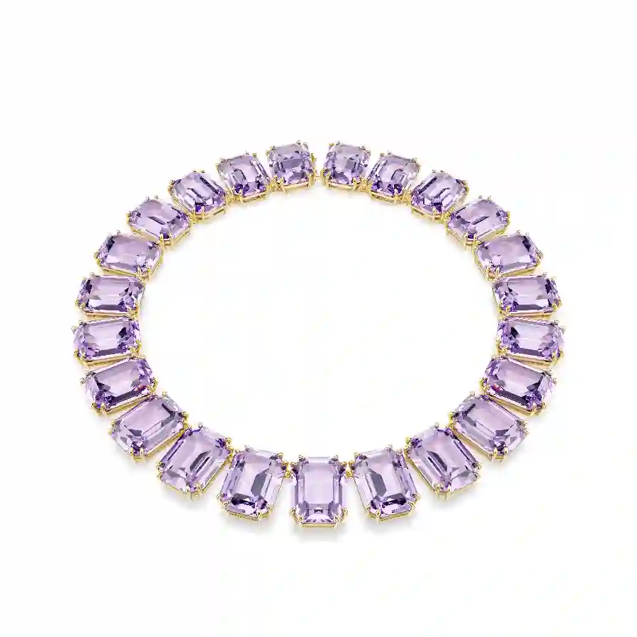 Resim Millenia Tennis kolye, Büyük kristaller, Sekizgen kesim, Mor, Altın rengi kaplama