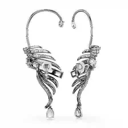 Resim The Vienna Collection kelepçe küpe, Tüy, Beyaz, Rutenyum kaplama