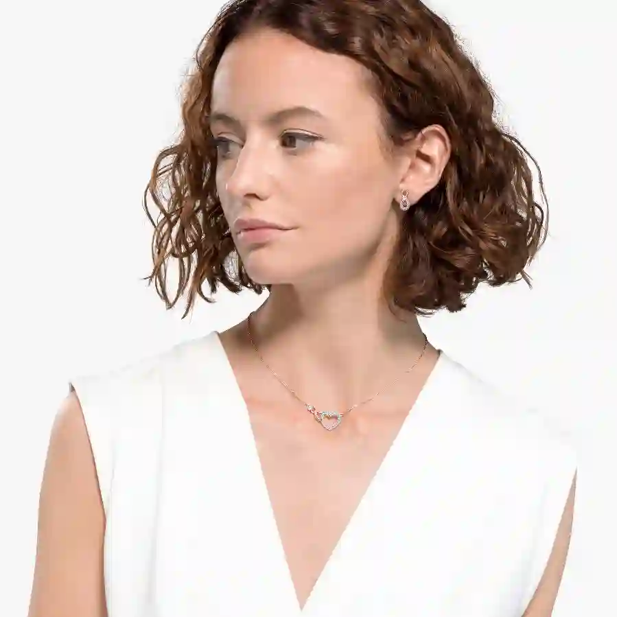 Resim Swarovski Infinity Set, Sonsuzluk ve kalp, Beyaz, Karışık metal yüzey