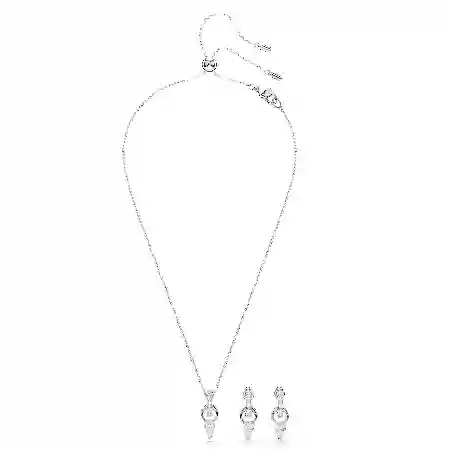 Resim Mesmera Set, Armut kesim, Yuvarlak kesim, Beyaz, Rodyum kaplama