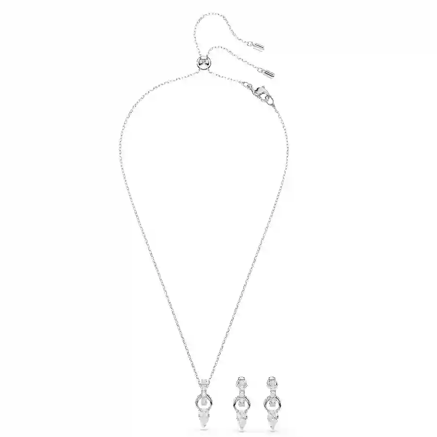 Resim Mesmera Set, Armut kesim, Yuvarlak kesim, Beyaz, Rodyum kaplama