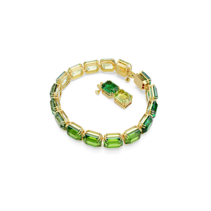 Resim Millenia Tennis bileklik, Sekizgen kesim, Renk geçişli, Yeşil, Altın rengi kaplama