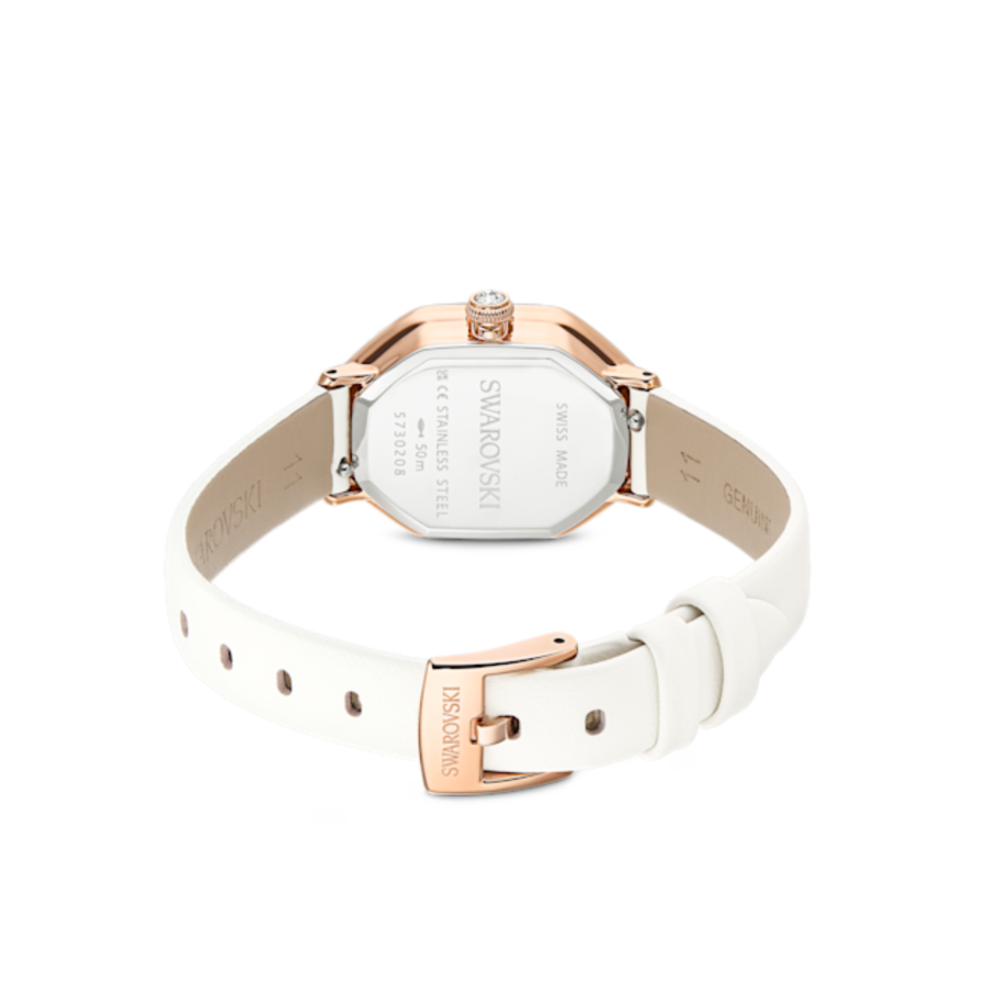 Resim Dextera octagon Saat, İsviçre Üretimi, Deri kayış, Beyaz, Pembe altın rengi yüzey