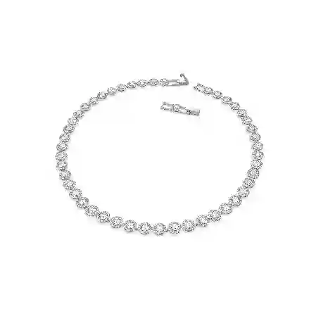 Resim Una Angelic Tennis kolye, Yuvarlak kesim, Orta, Beyaz, Rodyum kaplama