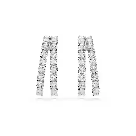 Resim Matrix kelepçe küpe, Yuvarlak kesim, Beyaz, Rodyum kaplama