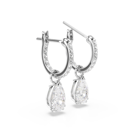 Resim Millenia halka küpeler, Armut kesim, Beyaz, Rodyum kaplama