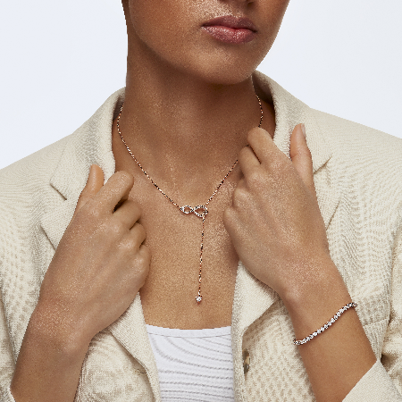 Resim Swarovski Infinity Y-Kolye, Infinity, Beyaz, Pembe altın rengi kaplama