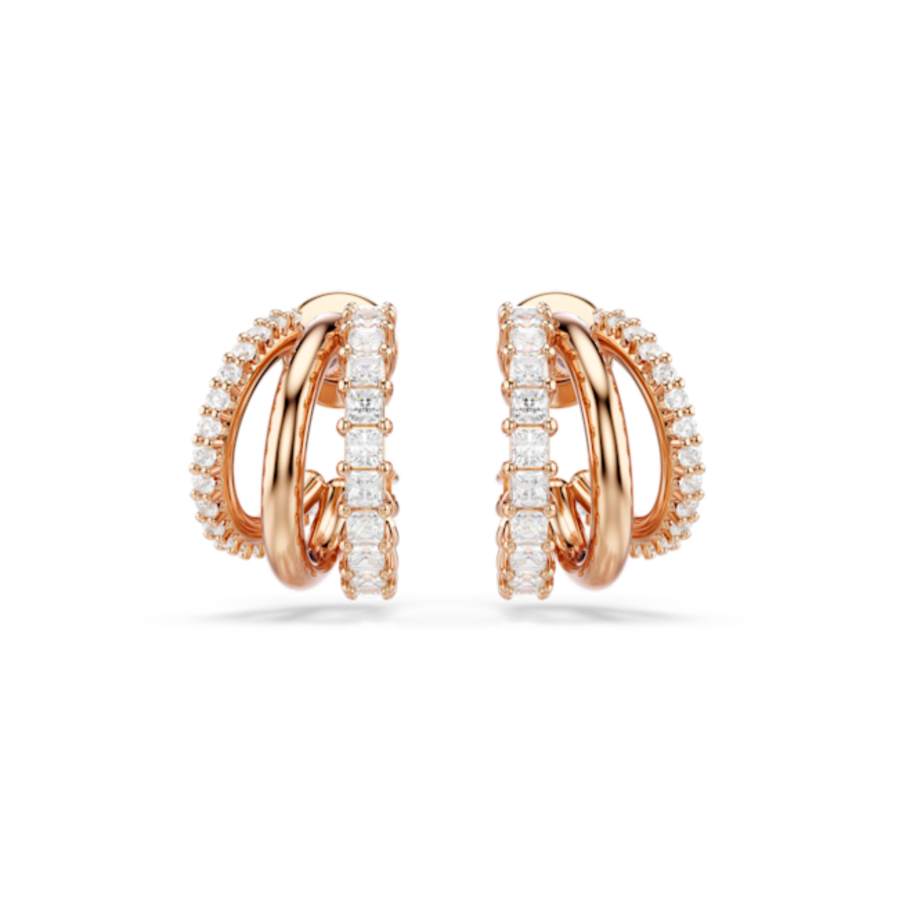 Resim Hyperbola halka küpeler, Karışık kesimler, Mini, Beyaz, Pembe altın rengi kaplama