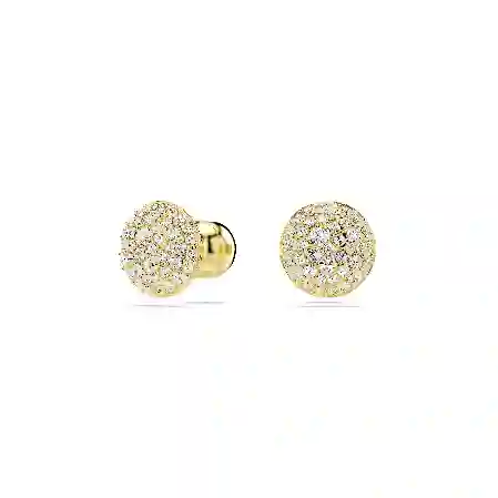 Resim Meteora düğme Küpeler, Beyaz, Altın rengi kaplama