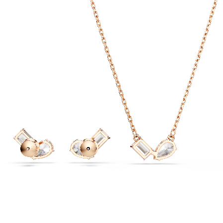 Resim Mesmera Set, Armut kesim, Sekizgen kesim, Beyaz, Pembe altın rengi kaplama