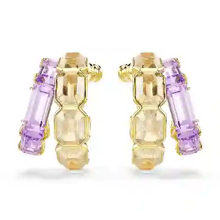 Resim Millenia halka küpeler, Karışık kesimler, Çok renkli, Altın rengi kaplama