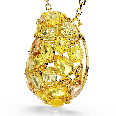 Resim Gema Kolye ve broş, Sarı, Altın rengi kaplama