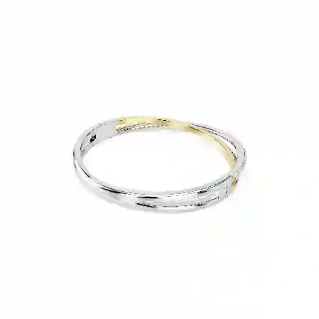 Resim Hyperbola Bileklik, Yuvarlak kesim, Beyaz, Karışık metal yüzey