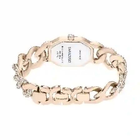 Resim Dextera Chain Saat, İsviçre Üretimi, Kristal bileklik, Beyaz, Şampanya altın rengi yüzey